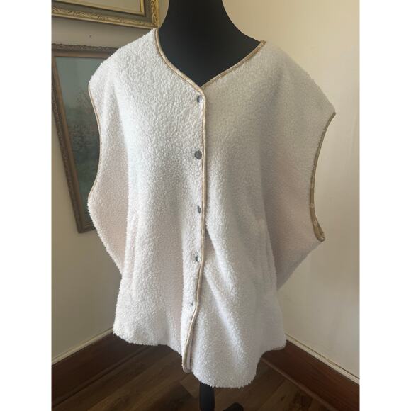 Free People Jackets & Blazers - Free People Cuddle Up Sherpa Poncho Vest XL LG Ivory Oversized OB2134611